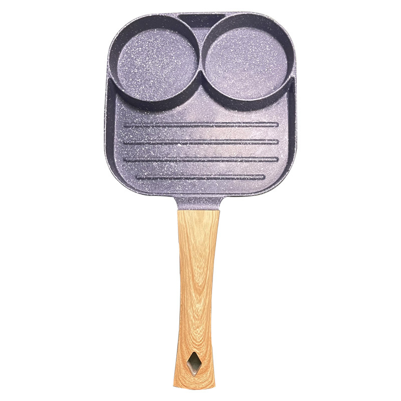 Thickened Breakfast Pot Porous Special-Shaped Medical Stone Light Smoke Less Oil Hamburger Fried Egg Roasted Dumpling Double Bottom Aluminum Alloy Non-Stick Pan