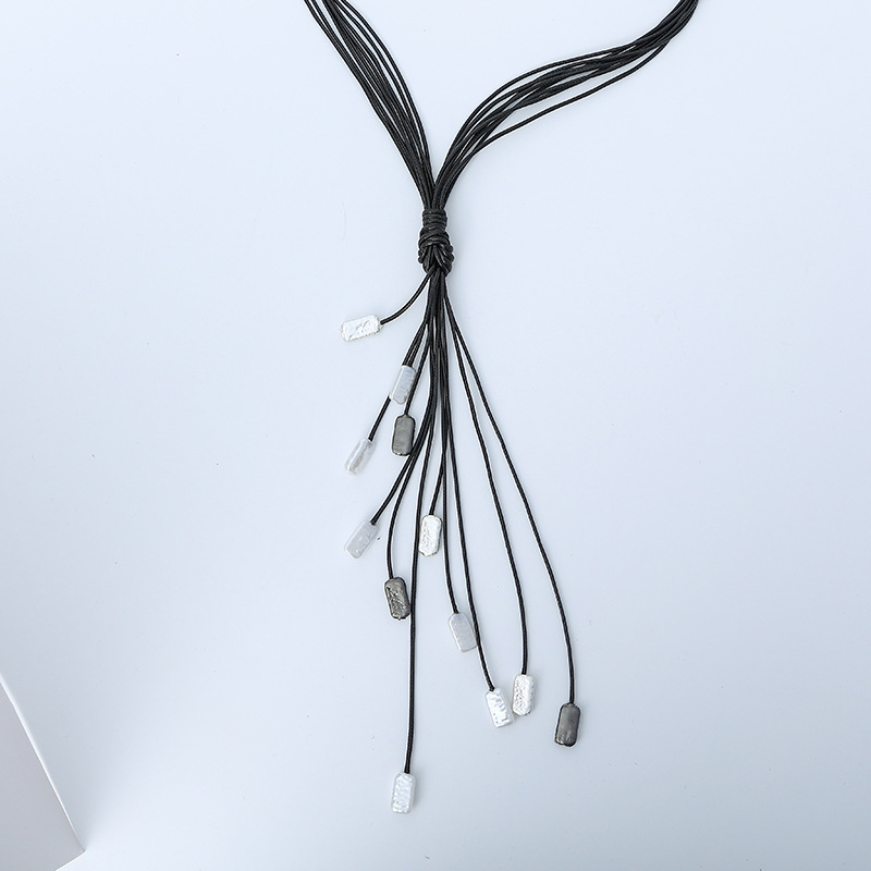 2021 Autumn and Winter New Necklace European and American Retro Natural Stone High-Grade Tassel Sweater Chain Ladies Alloy Long Necklace