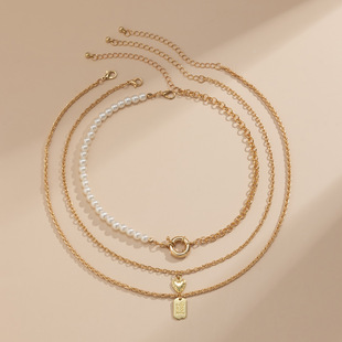 Foreign Trade Retro Moon Alloy Sweater Chain European and American Style Jewelry Natural Stone Crystal Necklace for Women Amazon Ornament