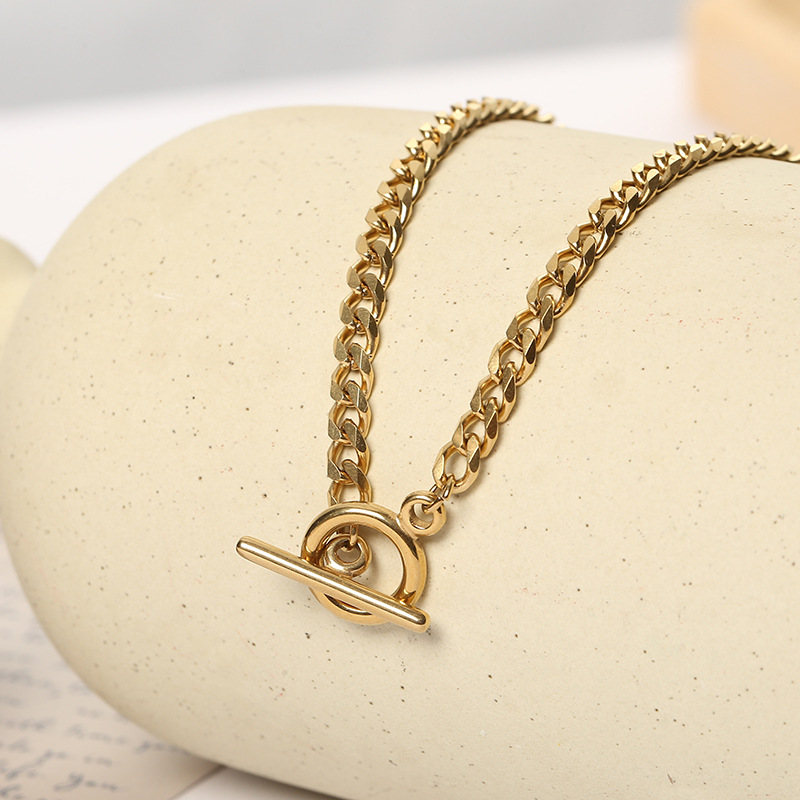 New Fashion Simple Titanium Steel Necklaces OT Buckle without Pendants Necklace Choker Women&#039;s Jewelry Factory Wholesale