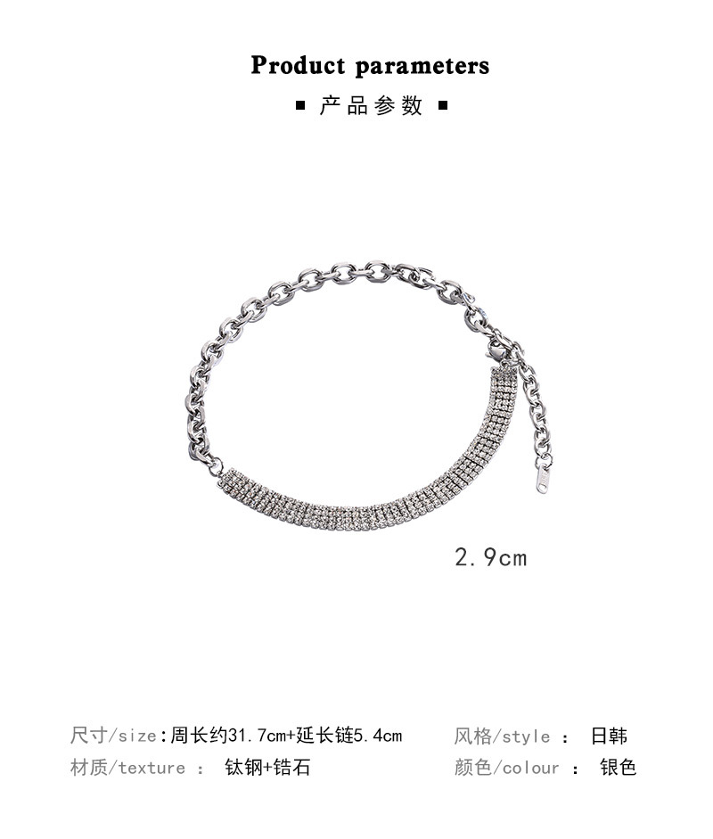 Necklace for Women Special-Interest Design Lock Full Diamond Bone Chain Personality Simple Choker Short Neckband Ornament