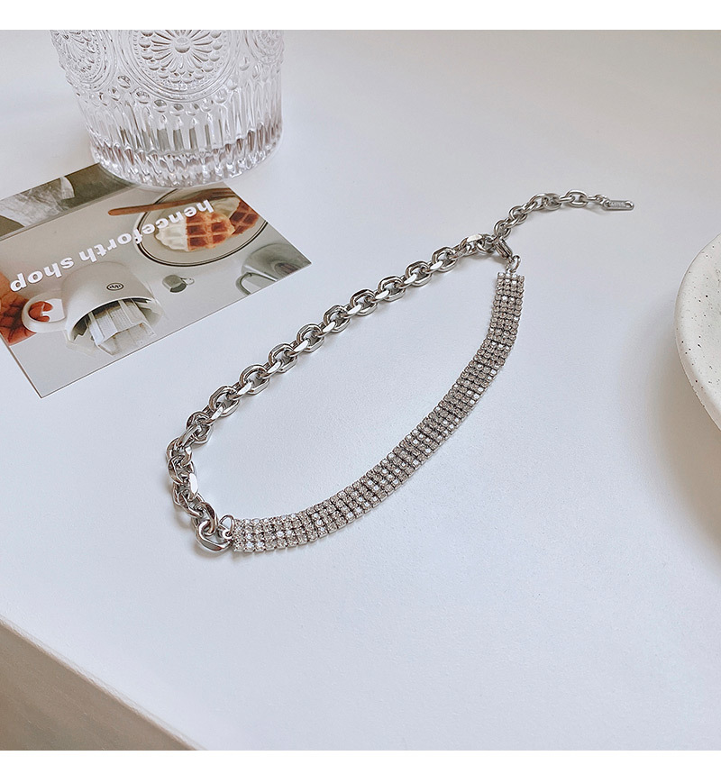 Necklace for Women Special-Interest Design Lock Full Diamond Bone Chain Personality Simple Choker Short Neckband Ornament