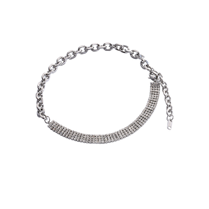 Necklace for Women Special-Interest Design Lock Full Diamond Bone Chain Personality Simple Choker Short Neckband Ornament