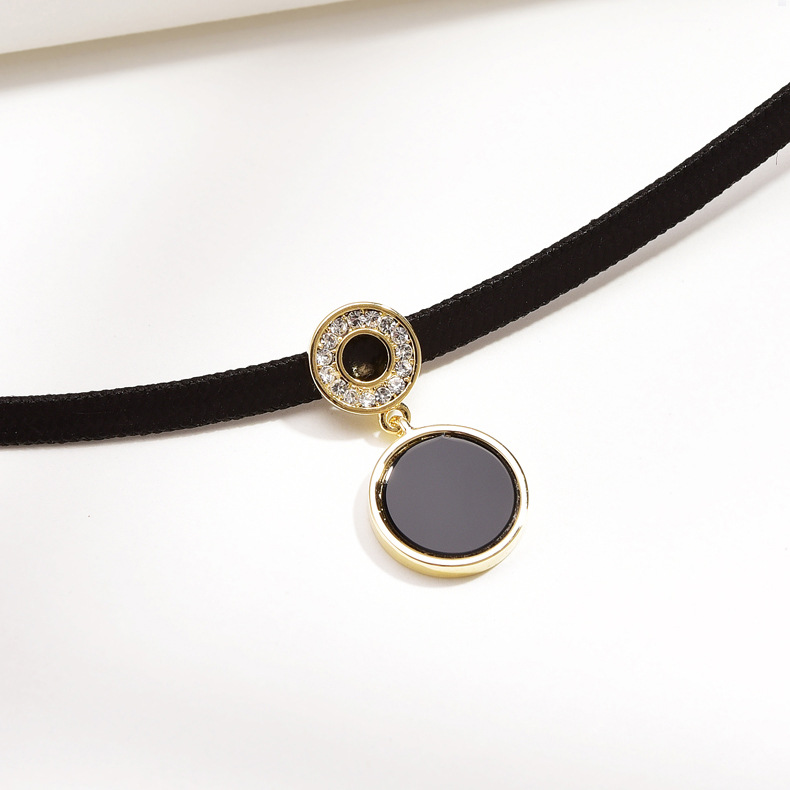 Korean Style Choker Neck Necklace Female Clavicle Chain Short Neckband Black Dark Series Internet Celebrity Decorative Necklace Tide