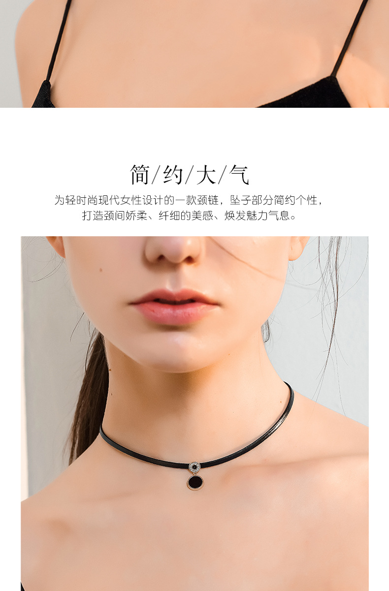 Korean Style Choker Neck Necklace Female Clavicle Chain Short Neckband Black Dark Series Internet Celebrity Decorative Necklace Tide