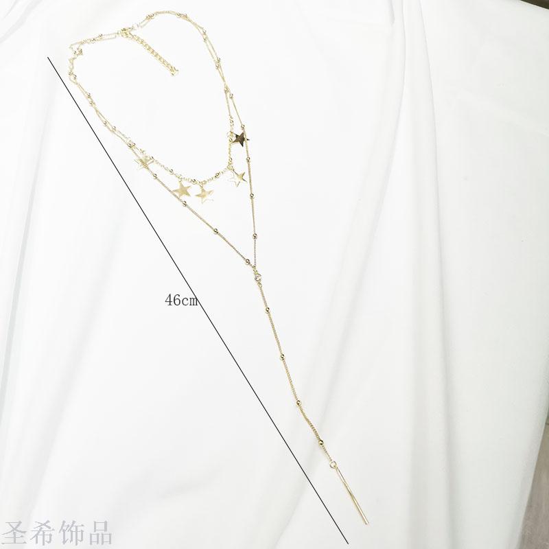 Double layer sweater chain simple clavicle chain \"women 's long style multi - layer neck chain jewelry choker 100 collocation act the role of Double layer necklace