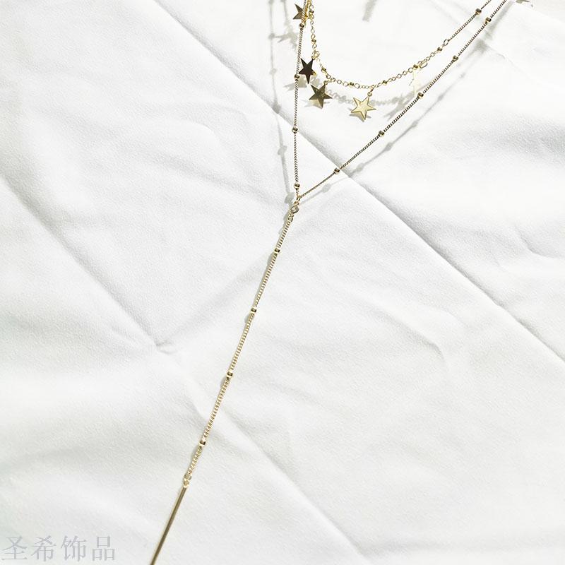 Double layer sweater chain simple clavicle chain \"women 's long style multi - layer neck chain jewelry choker 100 collocation act the role of Double layer necklace