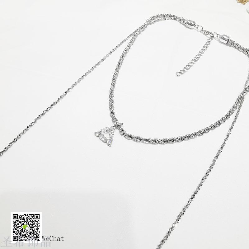 The Original double - layer sweater chain simple zircon \"women 's long style multi - layer sweater chain jewelry choker 100 collocation decoration sweater chain