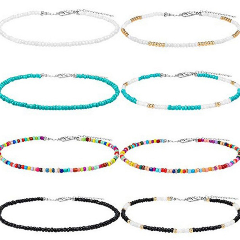 European and American New Necklace Bohemian Short Necklace Choker Amazon Combination Color Bead Necklace