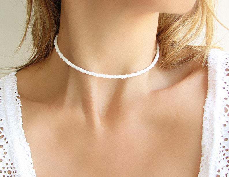 European and American New Necklace Bohemian Short Necklace Choker Amazon Combination Color Bead Necklace