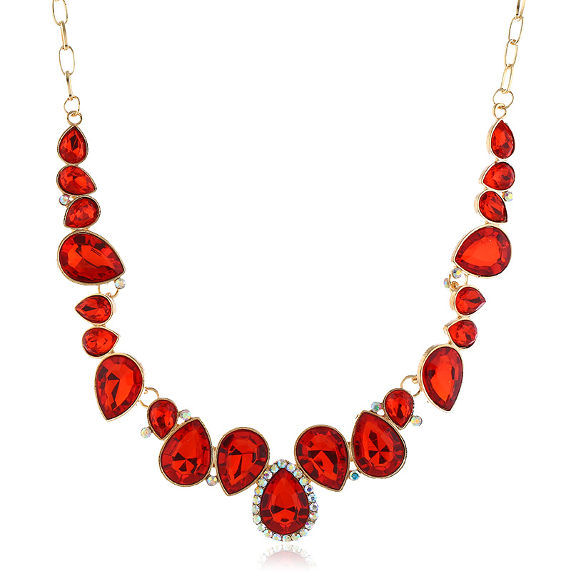 European and American exaggerated necklace collarbone chain short style female decorative necklace drop set diamond alloy jewelry wholesale choker