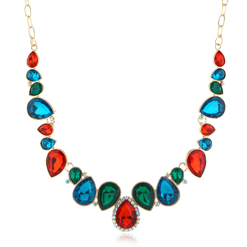 European and American exaggerated necklace collarbone chain short style female decorative necklace drop set diamond alloy jewelry wholesale choker European and American exaggerated necklace collarbone chain short style female decorative necklace drop set diamond alloy jewelry wholesale choker