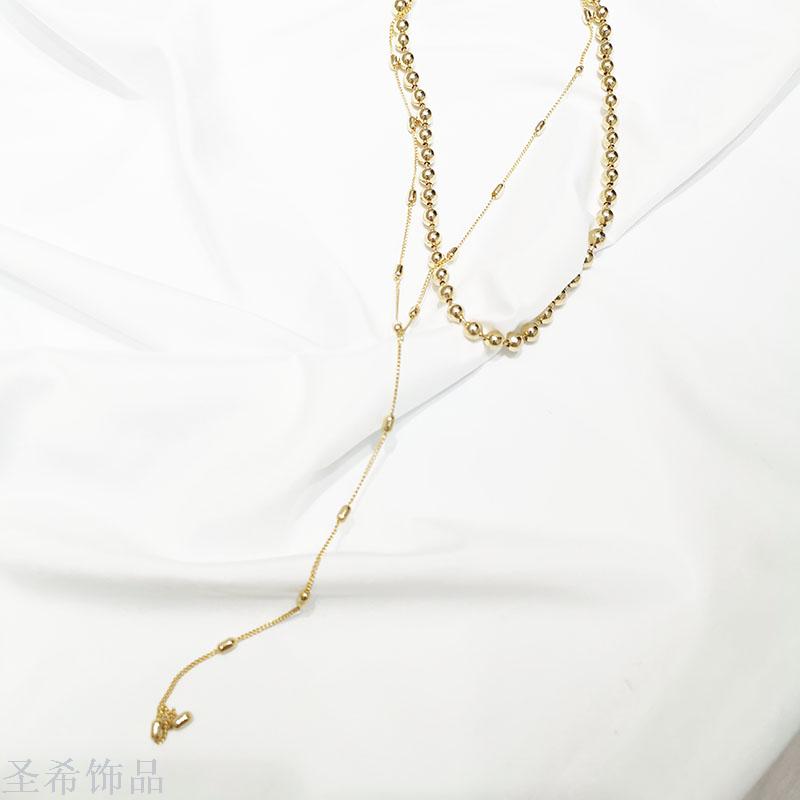New double layer sweater chain contracted clavicle chain \"women long multi - layer jewelry choker 100 collocation act the role of double necklace