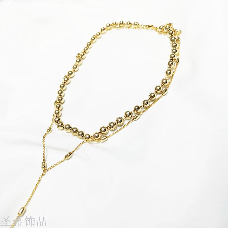 New double layer sweater chain contracted clavicle chain \&#034;women long multi - layer jewelry choker 100 collocation act the role of double necklace