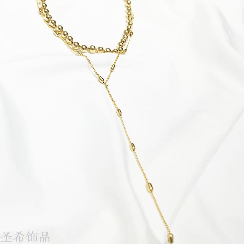 New double layer sweater chain contracted clavicle chain \"women long multi - layer jewelry choker 100 collocation act the role of double necklace