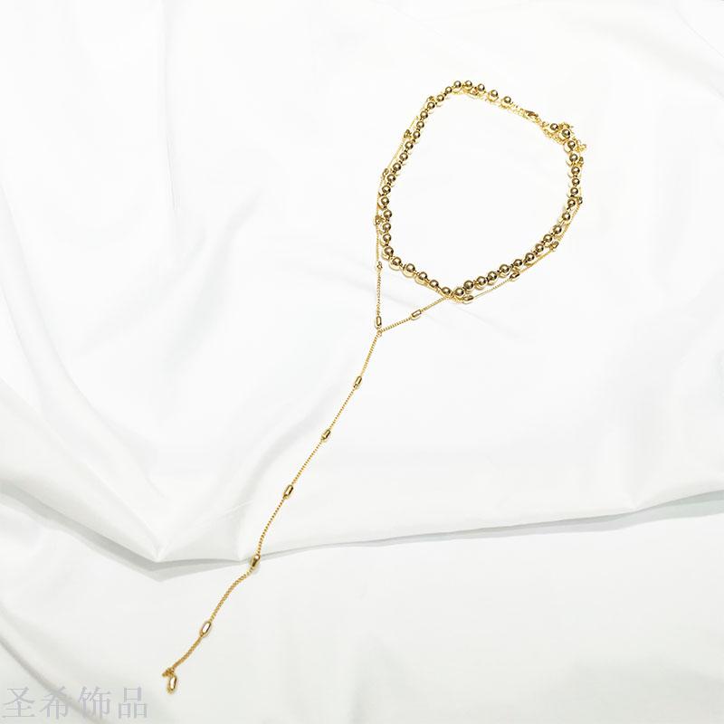 New double layer sweater chain contracted clavicle chain \"women long multi - layer jewelry choker 100 collocation act the role of double necklace