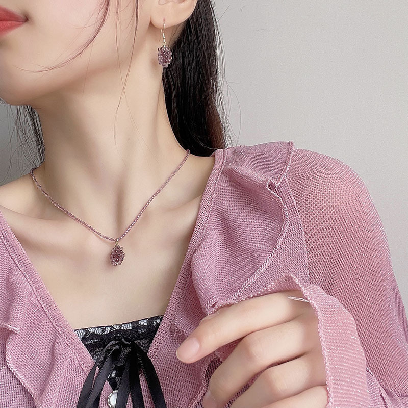 Succulent Grape Small Rice-Shaped Beads Beads of Necklace Collar Woven Choker Cute Girl Clavicle Chain Ear Hook