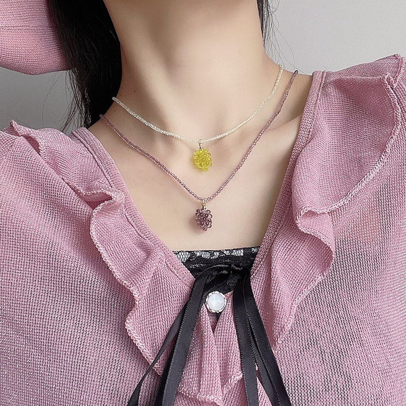 Succulent Grape Small Rice-Shaped Beads Beads of Necklace Collar Woven Choker Cute Girl Clavicle Chain Ear Hook