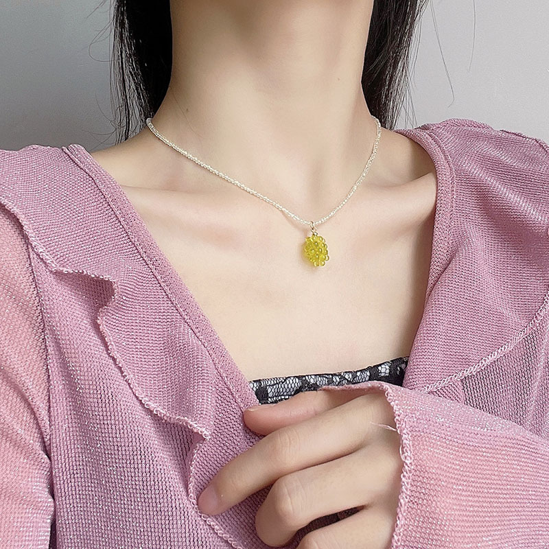 Succulent Grape Small Rice-Shaped Beads Beads of Necklace Collar Woven Choker Cute Girl Clavicle Chain Ear Hook