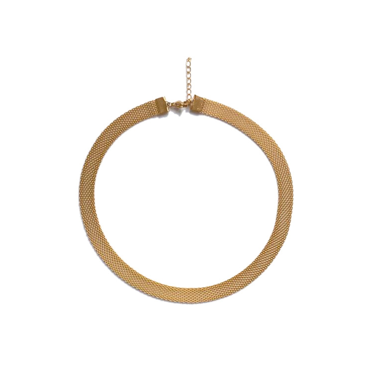 European and American Simple Hollow Wide Metal Necklace Female Choker Necklace Clavicle Chain Ins Tide Titanium Steel Necklace Collar