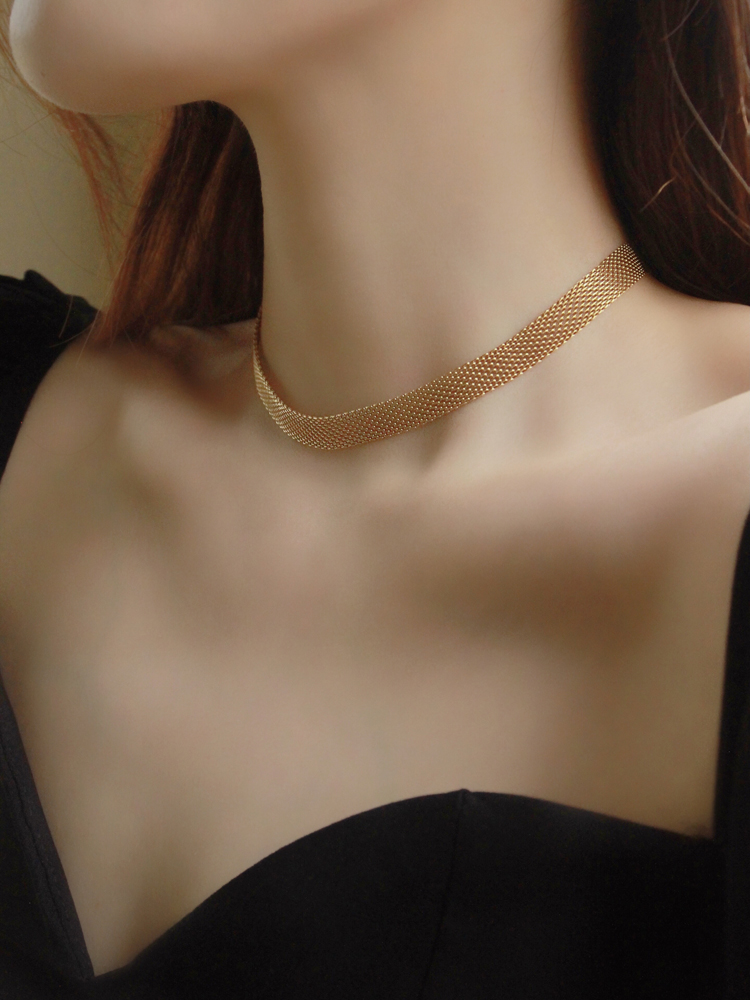 European and American Simple Hollow Wide Metal Necklace Female Choker Necklace Clavicle Chain Ins Tide Titanium Steel Necklace Collar European and American Simple Hollow Wide Metal Necklace Female Choker Necklace Clavicle Chain Ins Tide Titanium Steel Necklace Collar