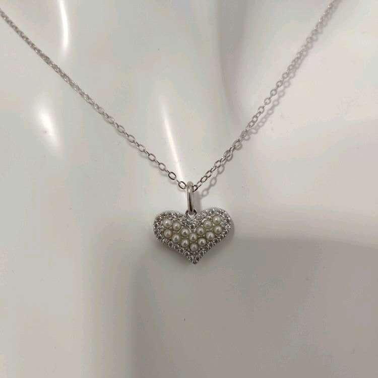 Full Body 925 Silver Love Pearl Necklace Female Ins Simple Dignified Pendant Choker Lovely Small Rice Beads Choker