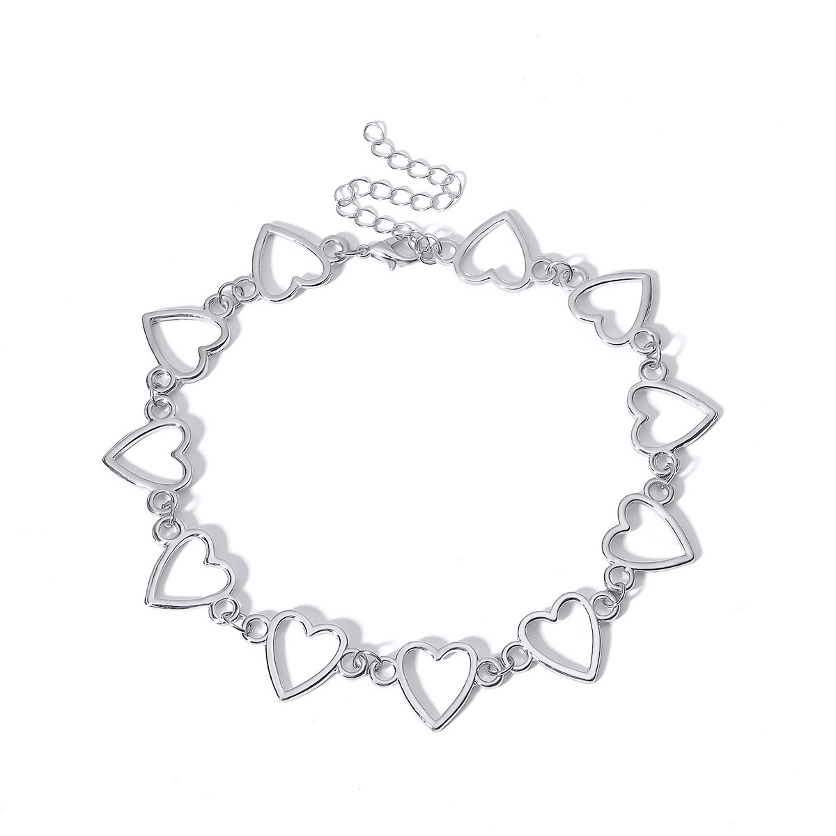 Retro Girl&#039;s Court Hollow Necklace Choker Clavicle Chain Necklace Women&#039;s Cross-Border Hip Hop Accessories Peach Heart Necklace