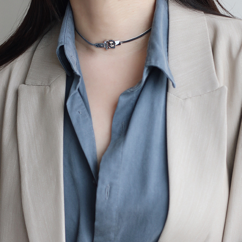 Whale Rain Ornament Belt Buckle Snake Bone Necklace Choker Necklace Necklace Titanium Steel Plated 18K Gold and Silver Color Color Retention