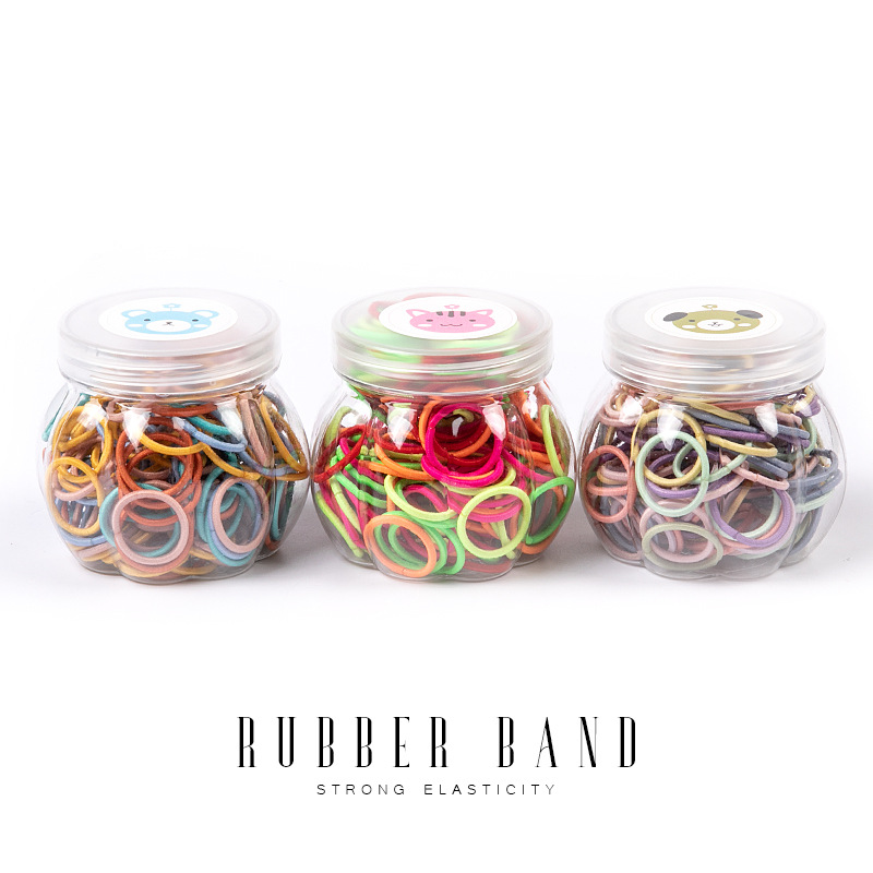 100 Bottled Hot Bracelet Rubber Band High Elastic Nylon Hair Ring Macaron Color Series Not Easy to Break Light Plate Ring Ring
