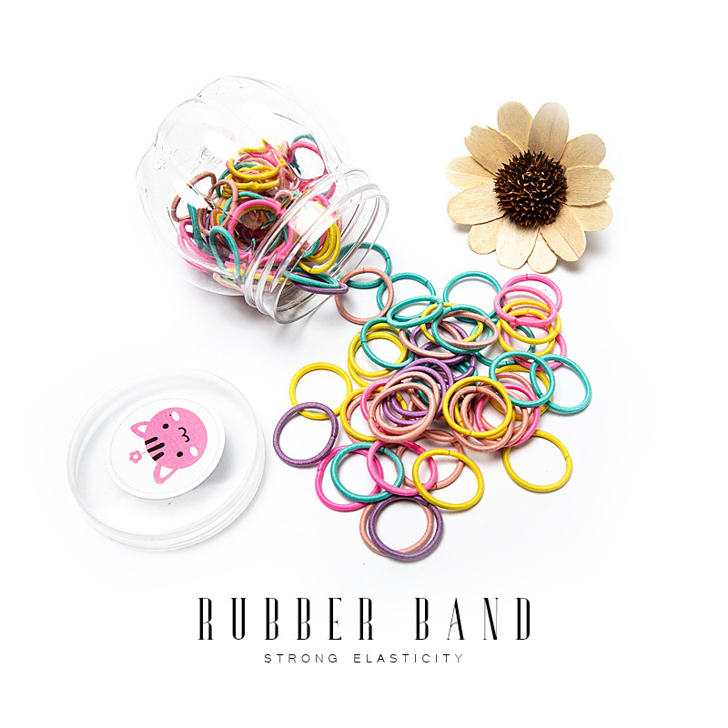 100 Bottled Hot Bracelet Rubber Band High Elastic Nylon Hair Ring Macaron Color Series Not Easy to Break Light Plate Ring Ring