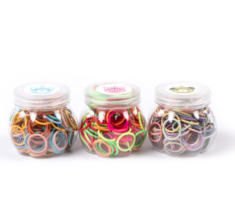100 Bottled Hot Bracelet Rubber Band High Elastic Nylon Hair Ring Macaron Color Series Not Easy to Break Light Plate Ring Ring