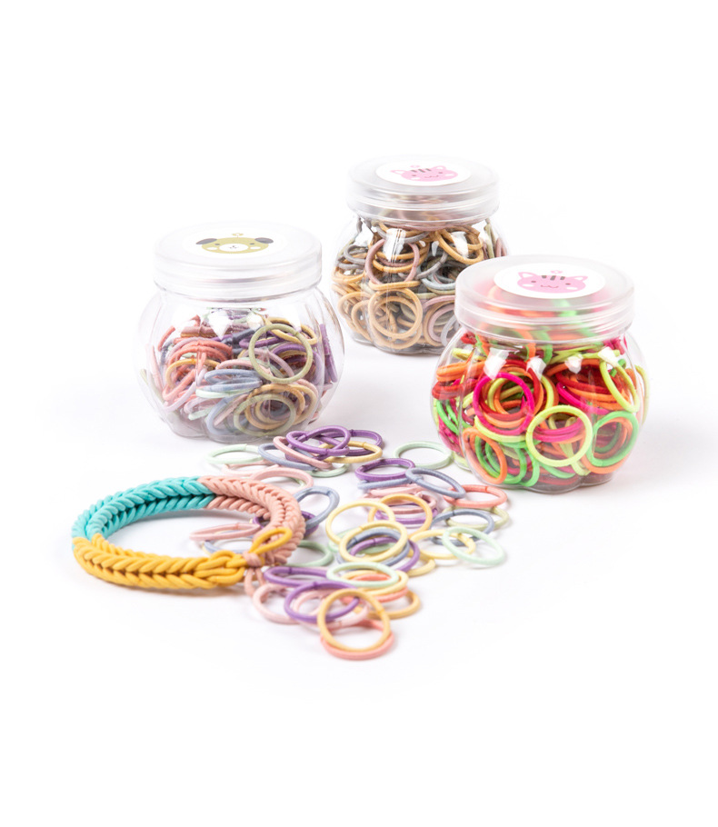 100 Bottled Hot Bracelet Rubber Band High Elastic Nylon Hair Ring Macaron Color Series Not Easy to Break Light Plate Ring Ring
