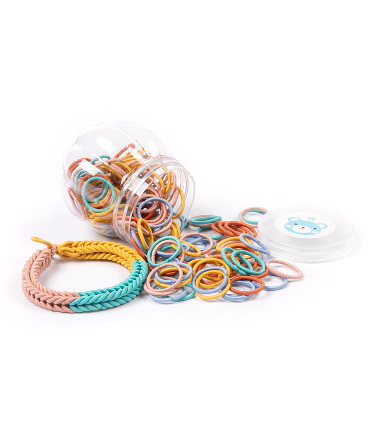 100 Bottled Hot Bracelet Rubber Band High Elastic Nylon Hair Ring Macaron Color Series Not Easy to Break Light Plate Ring Ring