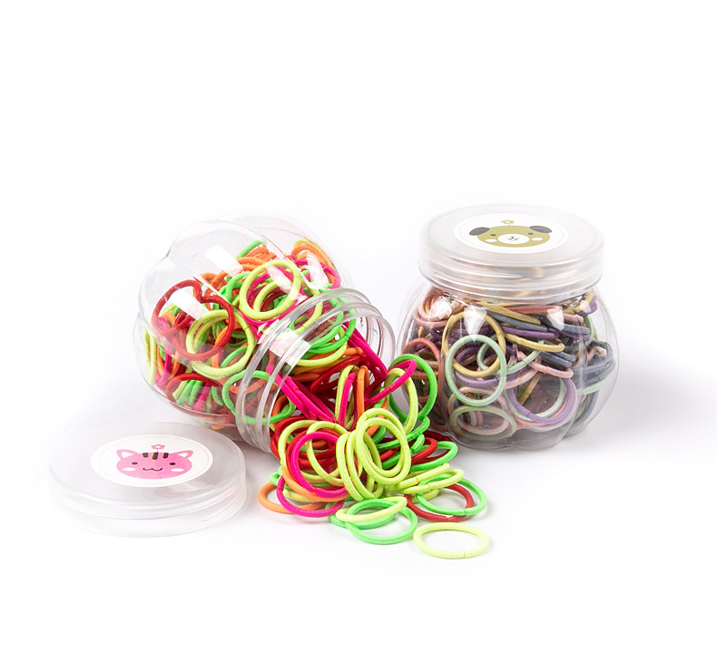 100 Bottled Hot Bracelet Rubber Band High Elastic Nylon Hair Ring Macaron Color Series Not Easy to Break Light Plate Ring Ring