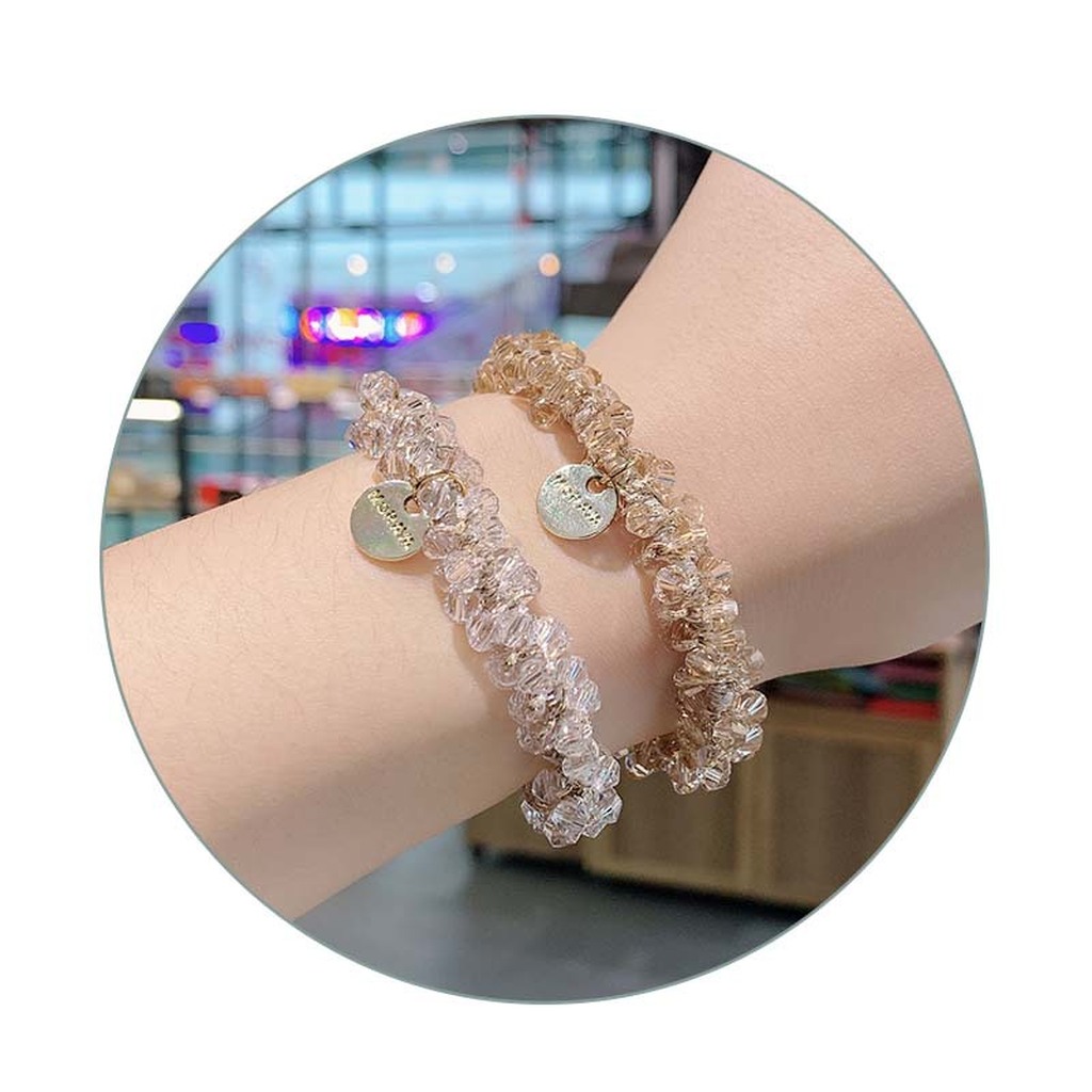 Crystal Head Rope Women's Korean-Style Hair Elastic Band Harmless Hair Elastic Pearl Hair Rope Bracelet Dual-Use