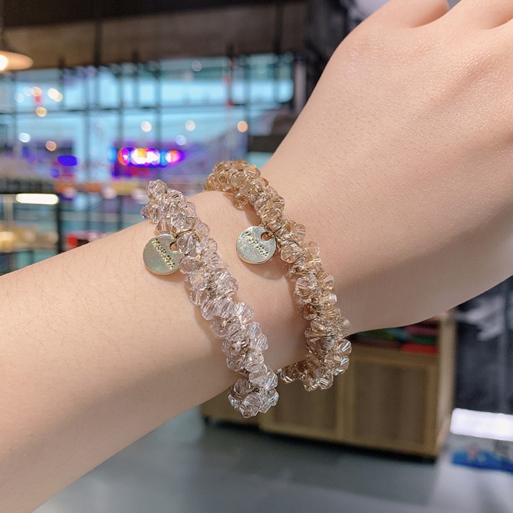 Crystal Head Rope Women's Korean-Style Hair Elastic Band Harmless Hair Elastic Pearl Hair Rope Bracelet Dual-Use