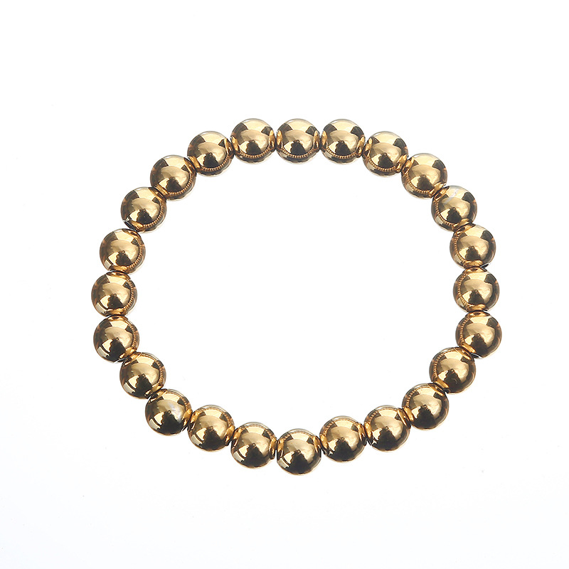 Supply Cross-Border European and American Bracelets Women's Simple Fashion Beaded Gold Steel Ball 303 Material Elastic Stainless Steel Bracelet
