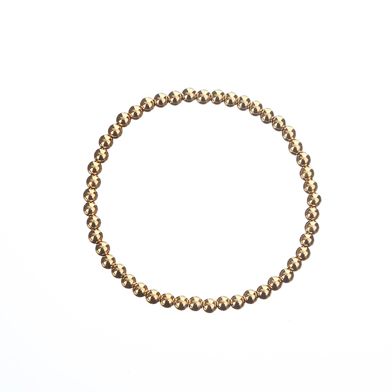 Supply Cross-Border European and American Bracelets Women&#039;s Simple Fashion Beaded Gold Steel Ball 303 Material Elastic Stainless Steel Bracelet