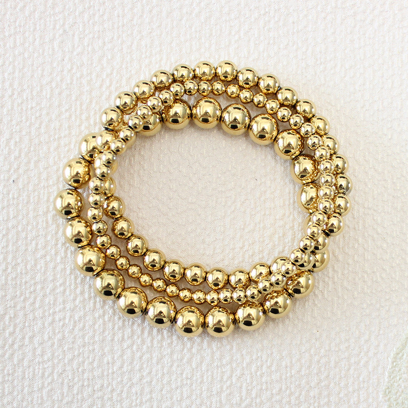 Supply Cross-Border European and American Bracelets Women's Simple Fashion Beaded Gold Steel Ball 303 Material Elastic Stainless Steel Bracelet