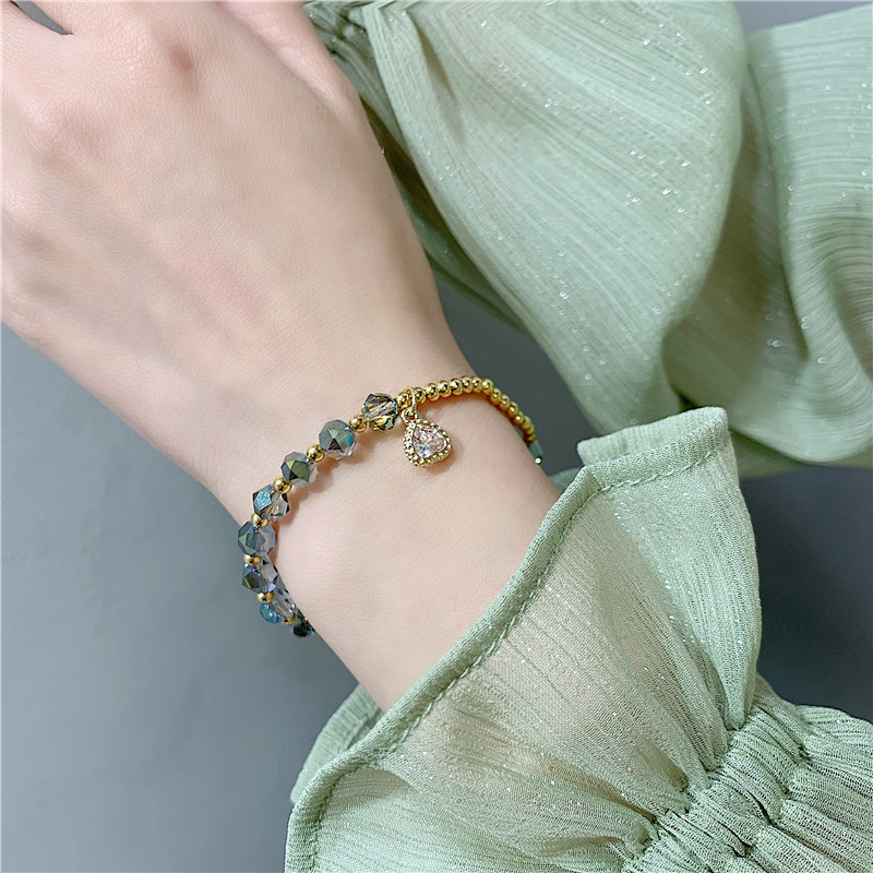 2022 New Internet Celebrity Korean Exquisite Crystal Love Beaded Bracelet Fashion Elastic String Adjustable Bracelet