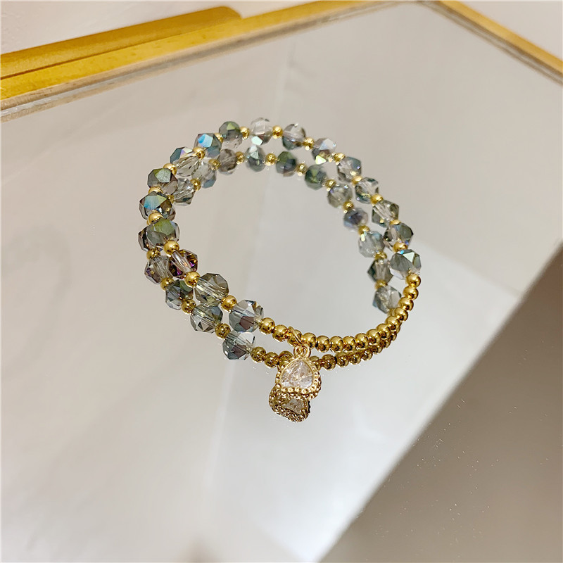 2022 New Internet Celebrity Korean Exquisite Crystal Love Beaded Bracelet Fashion Elastic String Adjustable Bracelet
