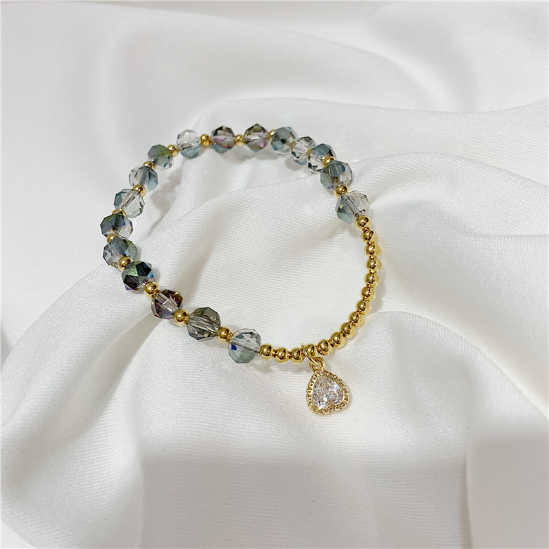 2022 New Internet Celebrity Korean Exquisite Crystal Love Beaded Bracelet Fashion Elastic String Adjustable Bracelet
