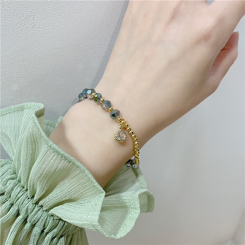 2022 New Internet Celebrity Korean Exquisite Crystal Love Beaded Bracelet Fashion Elastic String Adjustable Bracelet