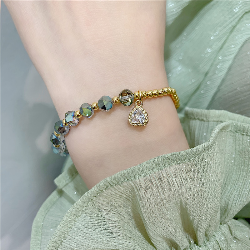 2022 New Internet Celebrity Korean Exquisite Crystal Love Beaded Bracelet Fashion Elastic String Adjustable Bracelet