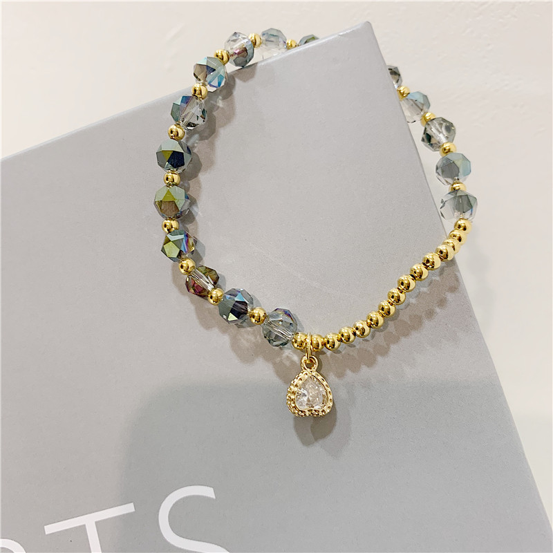 2022 New Internet Celebrity Korean Exquisite Crystal Love Beaded Bracelet Fashion Elastic String Adjustable Bracelet