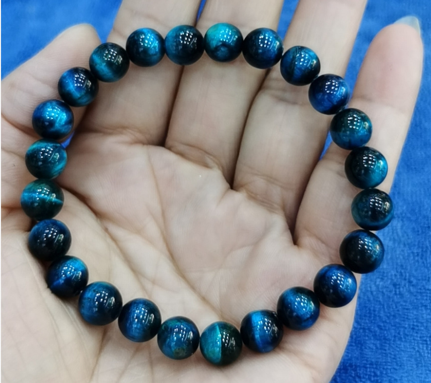 2021 Cross-Border Blue Tigereye Beaded Bracelet Yoga Bracelet Sports Bracelet Bracelet Elastic Bracelet