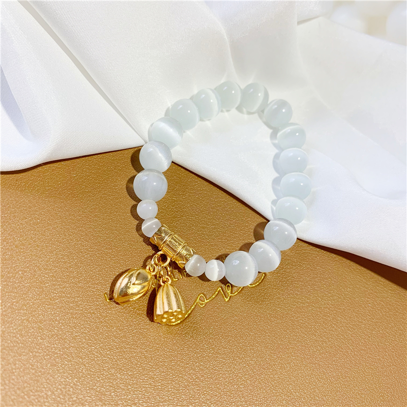 Vietnam Placer Gold Lotus Seedpod Lotus Seed Moonstone Liangshihuan Bracelet Female Temperament Opal Beaded Elastic Bracelet Vietnam Placer Gold Lotus Seedpod Lotus Seed Moonstone Liangshihuan Bracelet Female Temperament Opal Beaded Elastic Bracelet