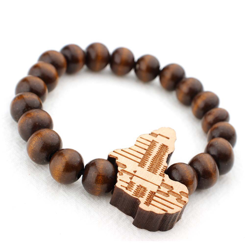 Wooden Bead Bracelet Africa Map Bracelet Wooden Tag Elastic Wire Bracelet