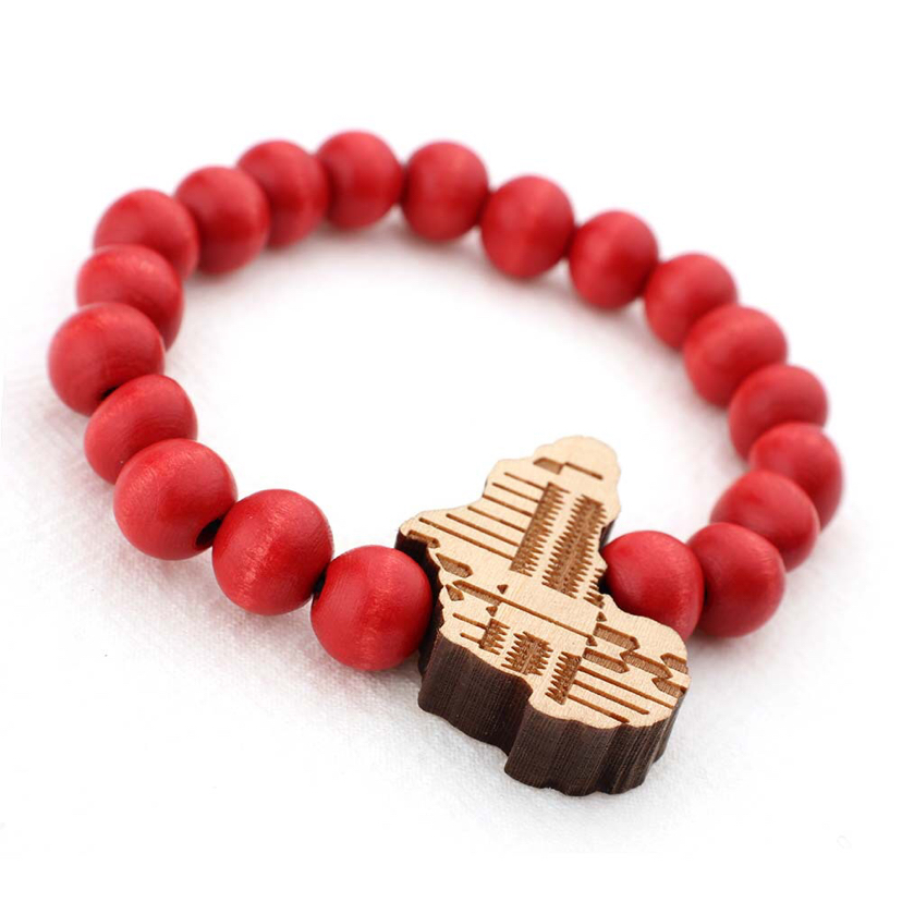 Wooden Bead Bracelet Africa Map Bracelet Wooden Tag Elastic Wire Bracelet