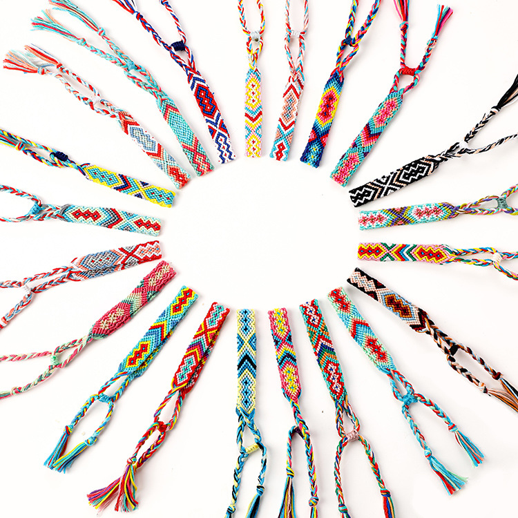Popular Bracelet Nepal Ethnic Style 1.5cm Geometric Elastic Carrying Strap Women&#039;s Hand-Woven Bracelet